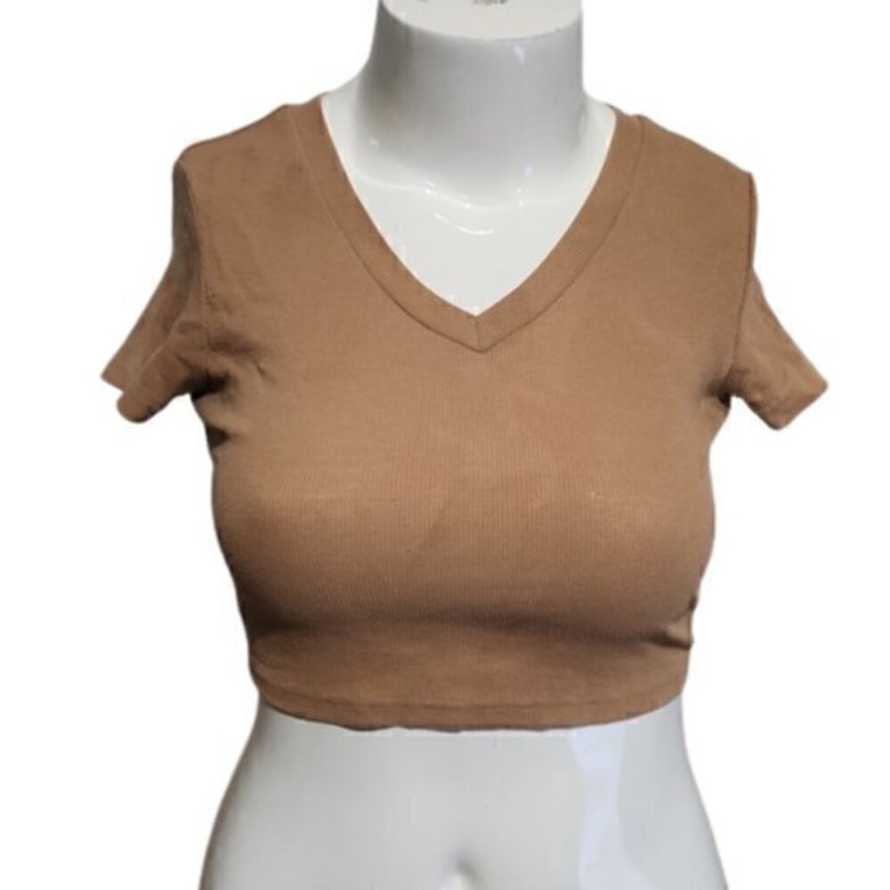 [SHEIN] V-neck Short Sleeve Crop Top - Size L